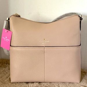 MAKE AN OFFER  NWT KATE SPADE TEXTURED LEATHER SHOULDER BAG- BEIGE SOFT LEATHER